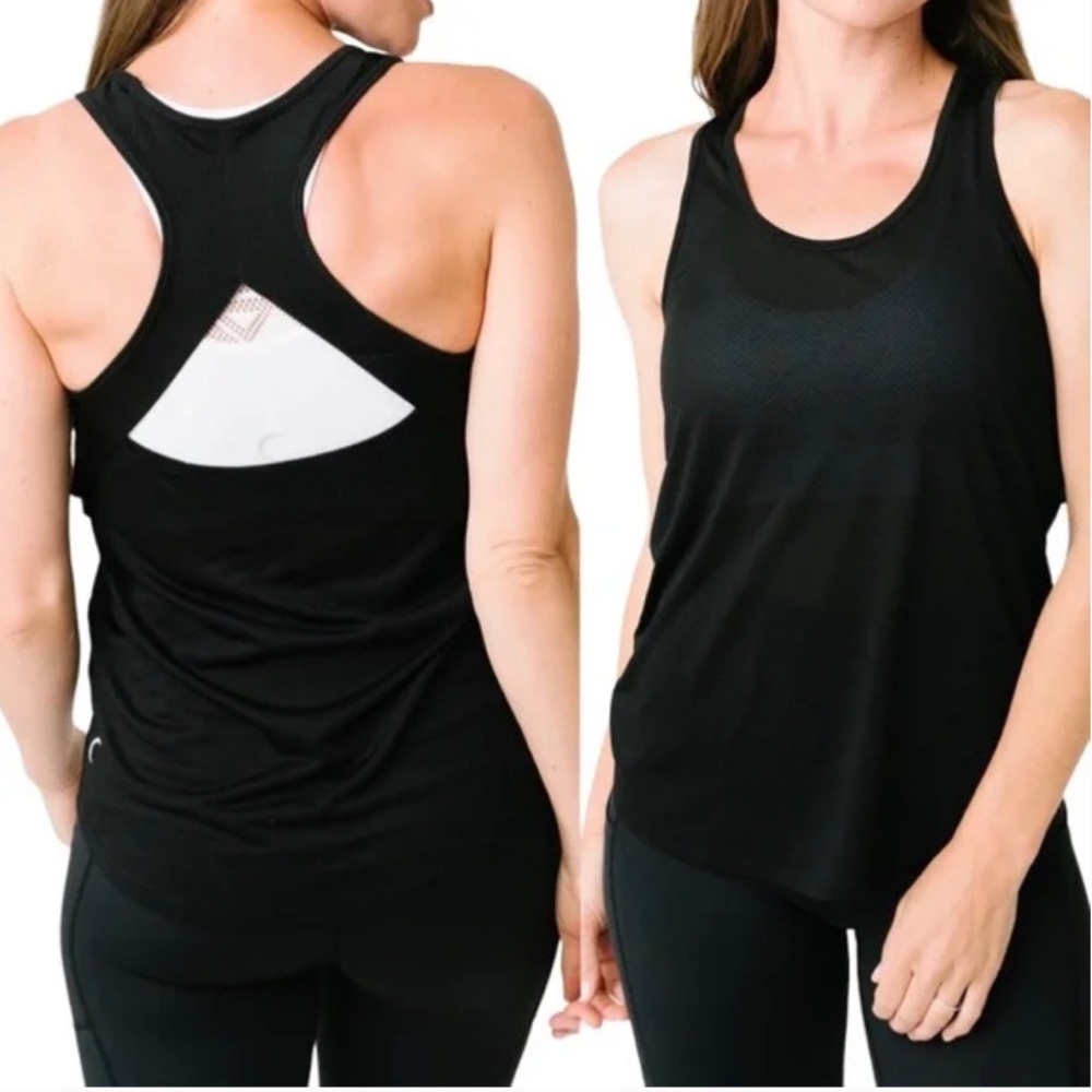 Zyia Vented Open Back Tank Top‎ Black Size XS